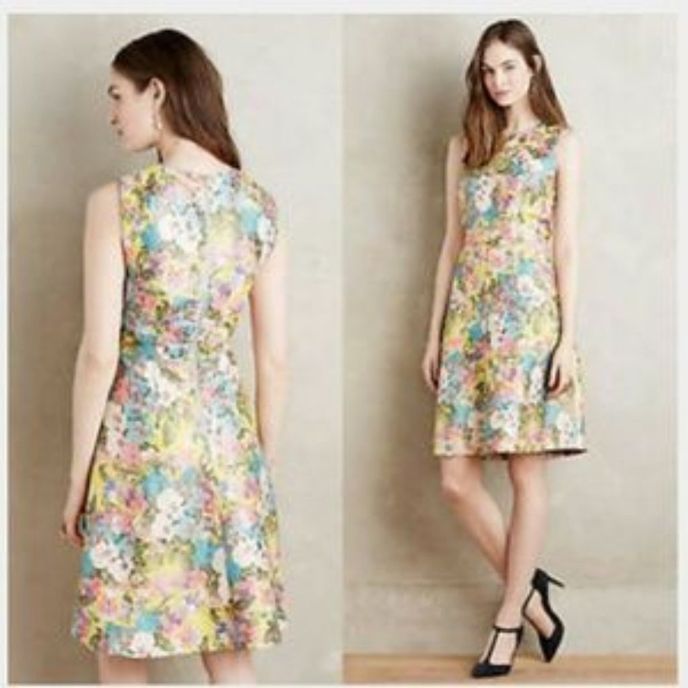 Anthropologie Yellow Sparkle Dress (8, Petite)